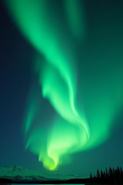 Vibrant green aurora dancing in the night sky